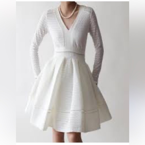 MAJE Rossignol white Fit-and-Flare Mini Dress size 1 or Small - Picture 2 of 16
